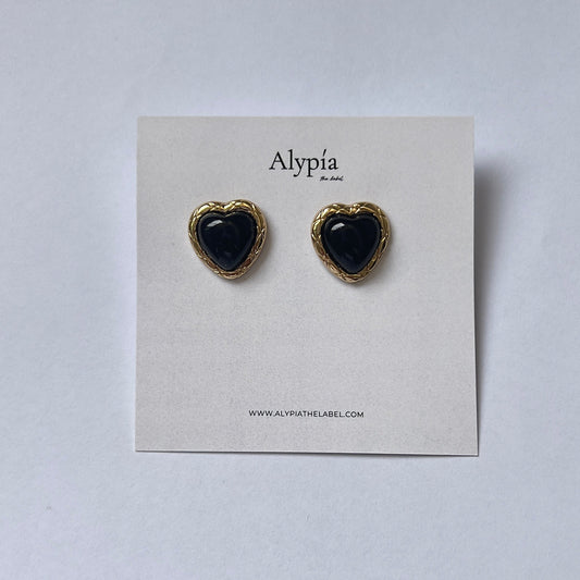 HEART SHAPED BLACK EARRINGS